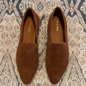 Portland Leather Patina Pointed Flat Toffee Loafers Size 8 NIB